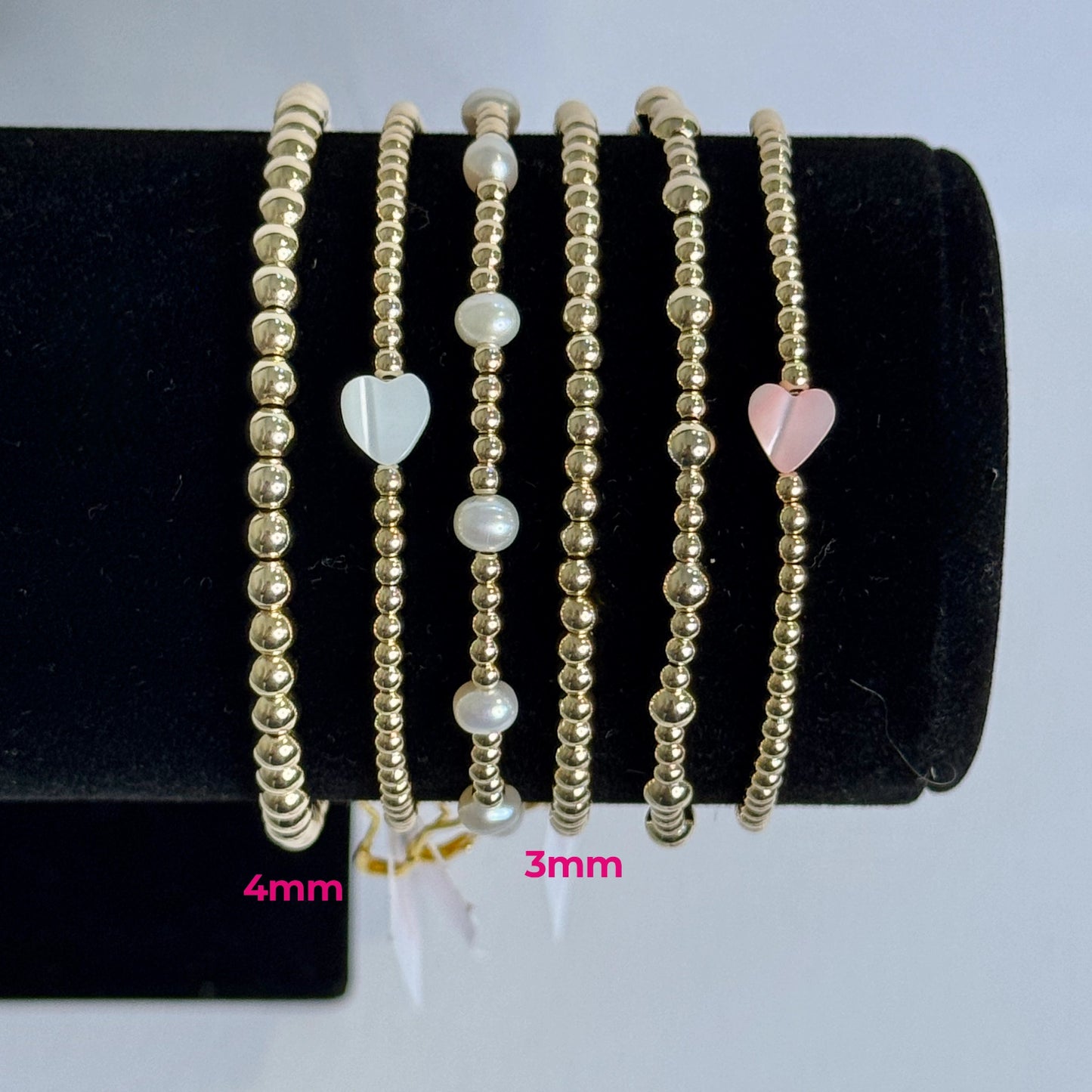 14k Gold Filled Beaded Bracelet - 3mm Beads Size 7" Tarnish - Free Stretchy - Girls Trip Goods