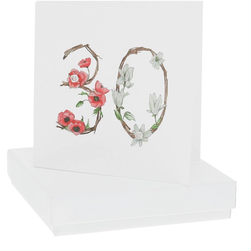 30th Birthday Sterling Silver CZ Stud Earrings | Floral Gift Card Earrings - Girls Trip Goods