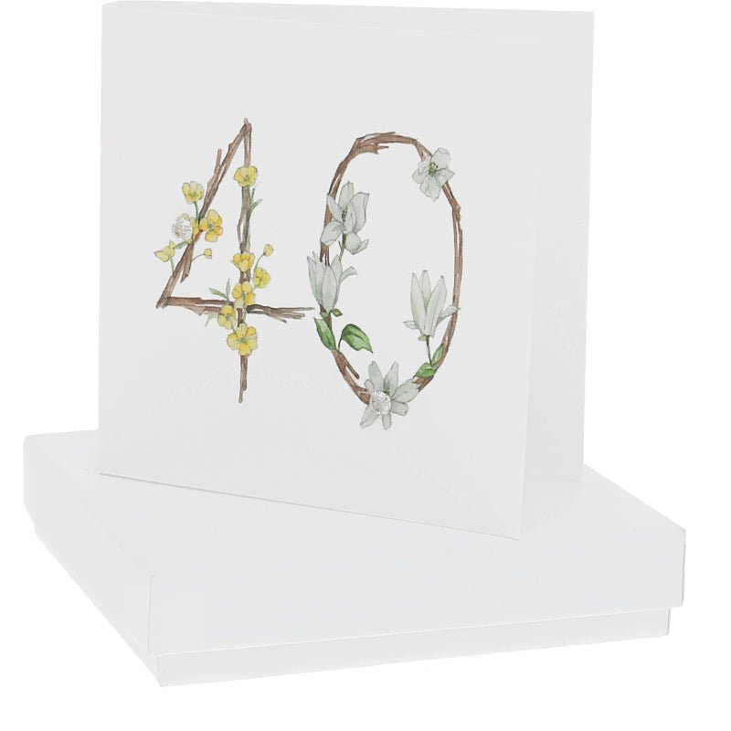 40th Birthday Sterling Silver CZ Stud Earrings | Floral Gift Card Earrings - Girls Trip Goods