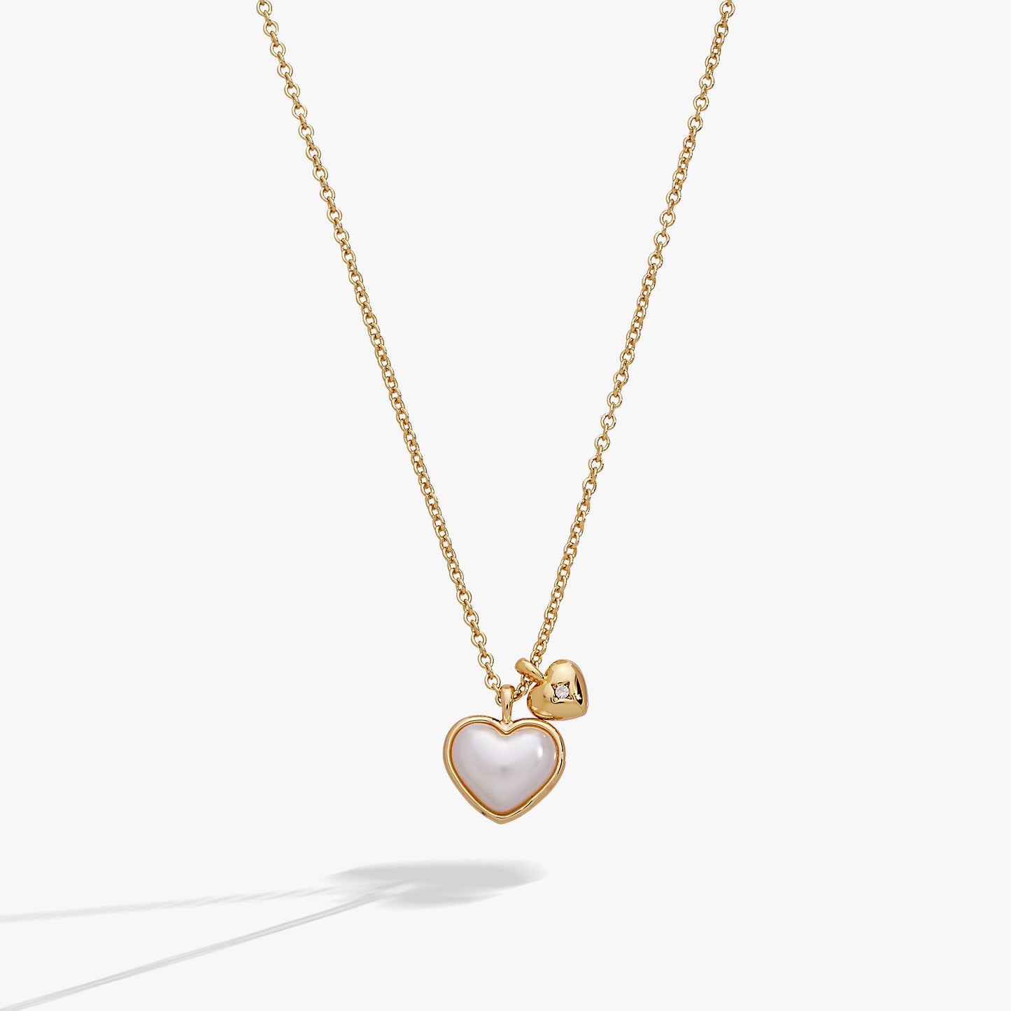 Alex and Ani Pearl Heart Duo Charm Necklace | Gold + Crystal Accent - Girls Trip Goods