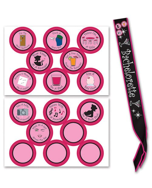 Bachelorette Satin Sash + Badge Stickers Set (33" x 4") – Bestie Party Sash - Girls Trip Goods