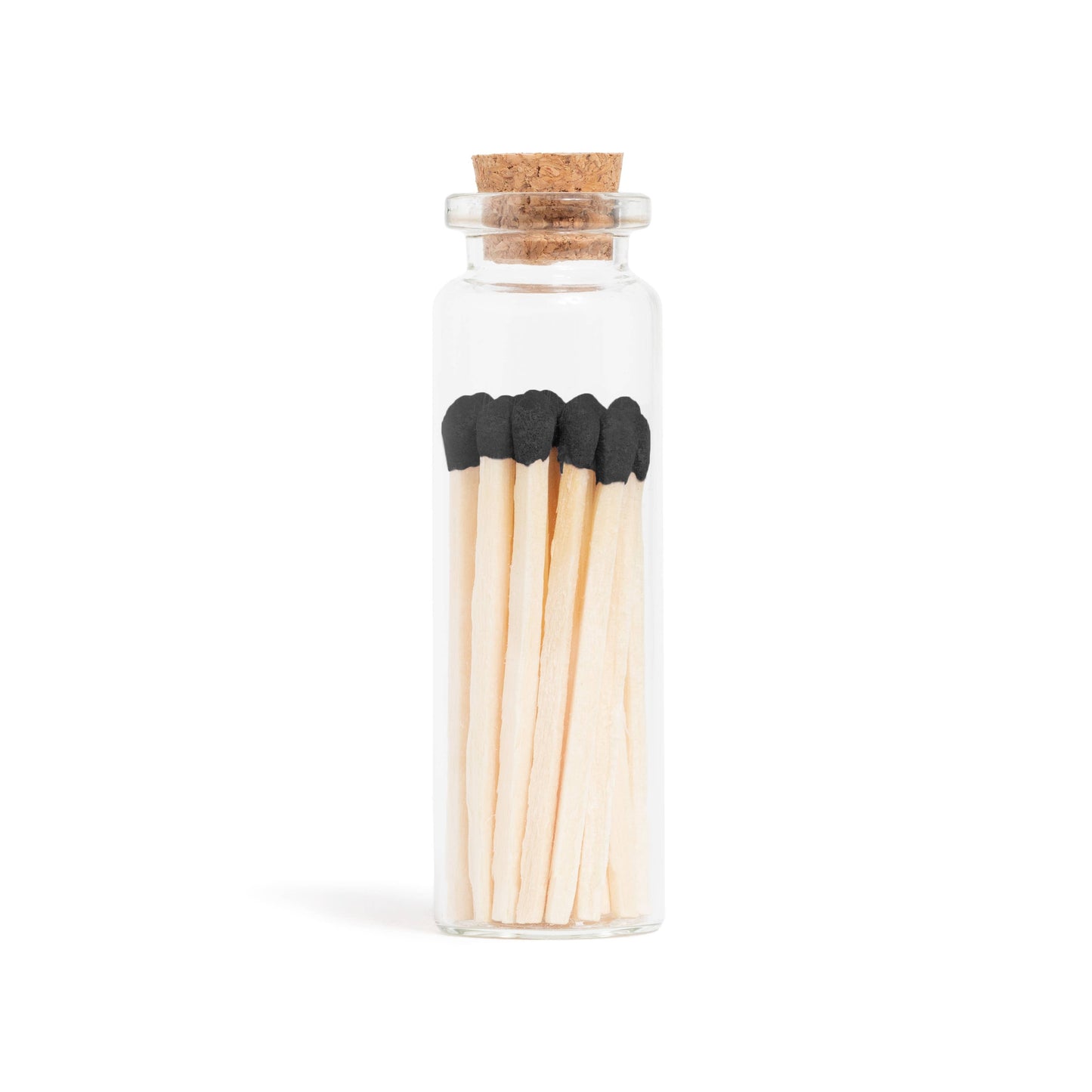 Black Tip Matches in Corked Glass Vial - 20 Wooden Matches with Striker - Girls Trip Goods