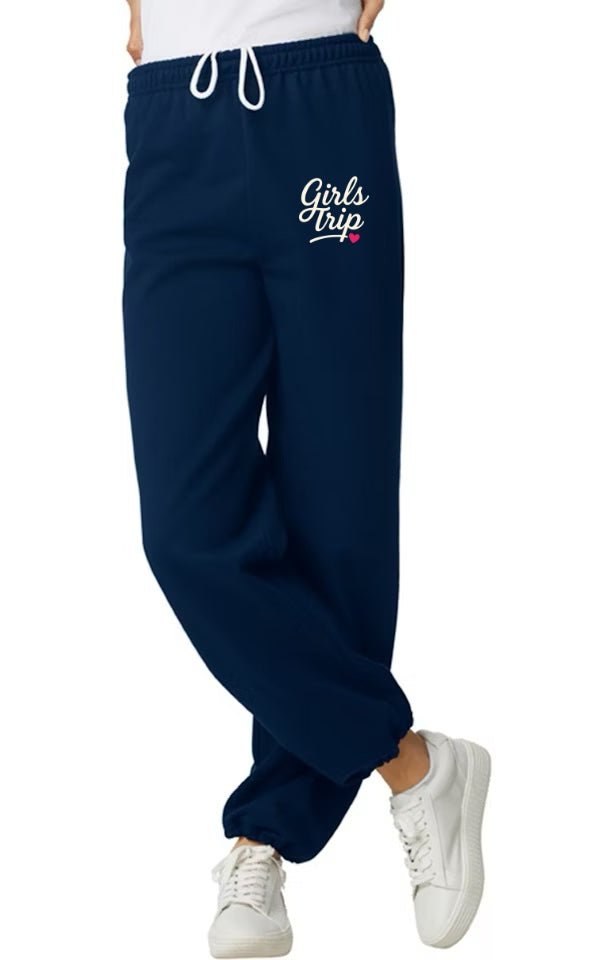 Cozy Logo Navy Sweatpants Joggers with Elastic Cuffs (S–2XL, No Pockets) - Girls Trip Goods