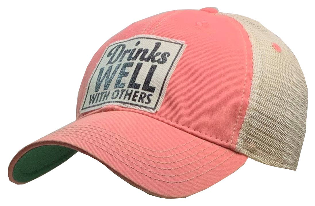 Drinks Well With Others Distressed Trucker Hat Baseball Cap - Girls Trip Goods