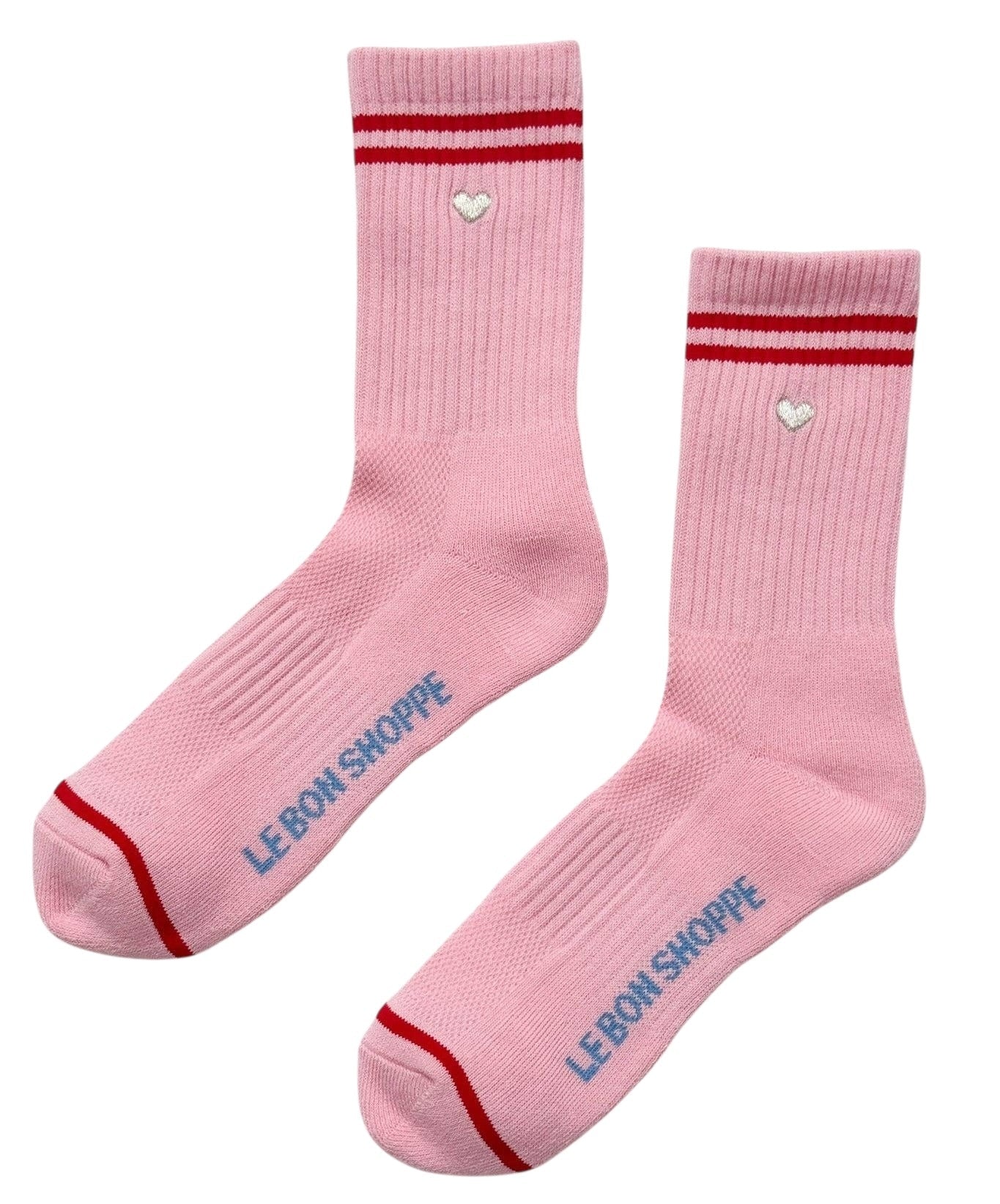 Embroidered Boyfriend Socks Amour Pink + Heart - Crew Socks Le Bon Shoppe - Girls Trip Goods