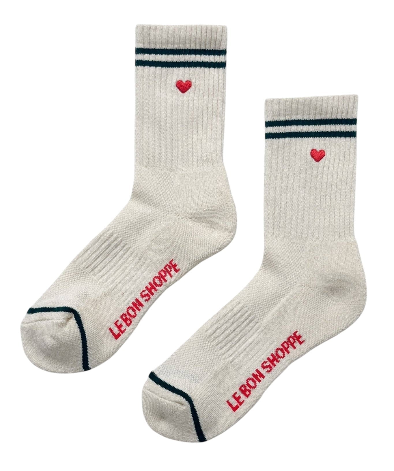 Embroidered Boyfriend Socks Parchment + Heart - Crew Socks Le Bon Shoppe - Girls Trip Goods