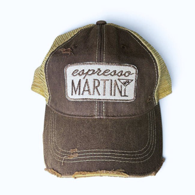 Espresso Martini Trucker Hat — Distressed Mesh Snapback - Girls Trip Goods
