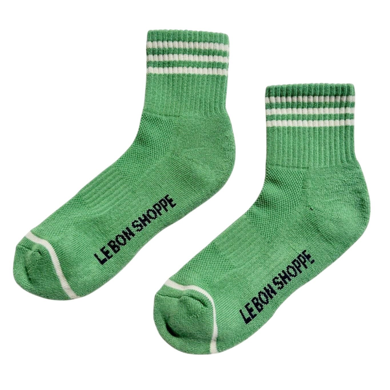 Girlfriend Socks Green - Classic Crew Socks with Triple Stripe by Le Bon Shoppe - Girls Trip Goods
