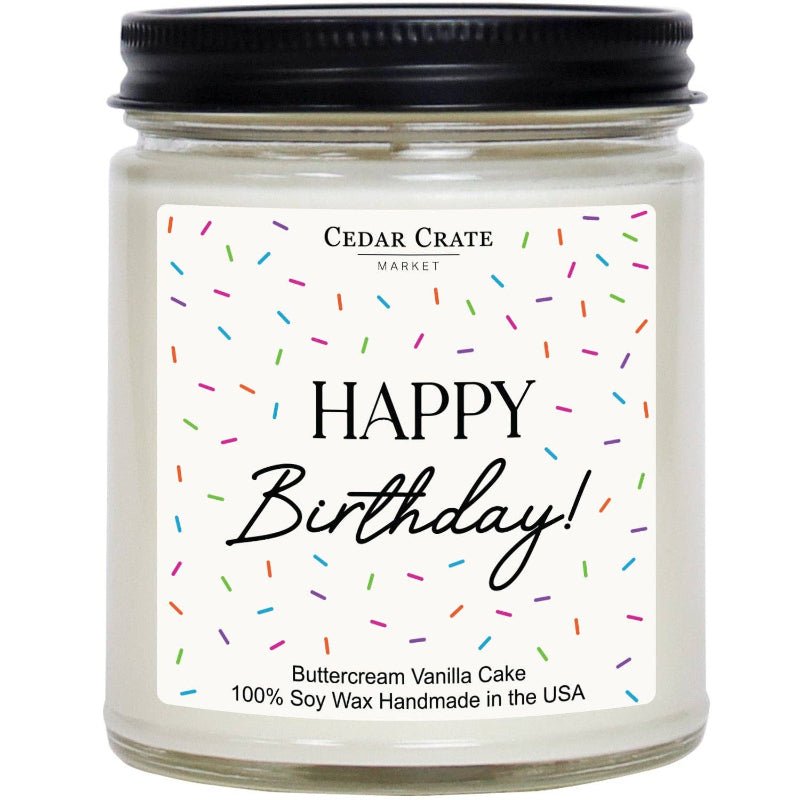 Happy Birthday Soy Jar Candle | Buttercream Vanilla Cake Scent | 9 oz - Girls Trip Goods
