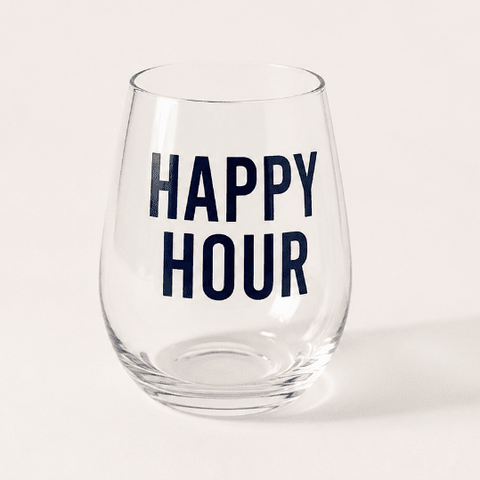 Happy Hour Acrylic Stemless Wine Glass | 16 oz - Girls Trip Goods