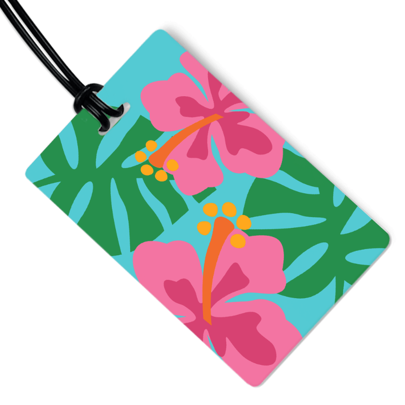 Hibiscus Luggage Tag with Black Strap – Girls Trip Travel Accessory - Girls Trip Goods