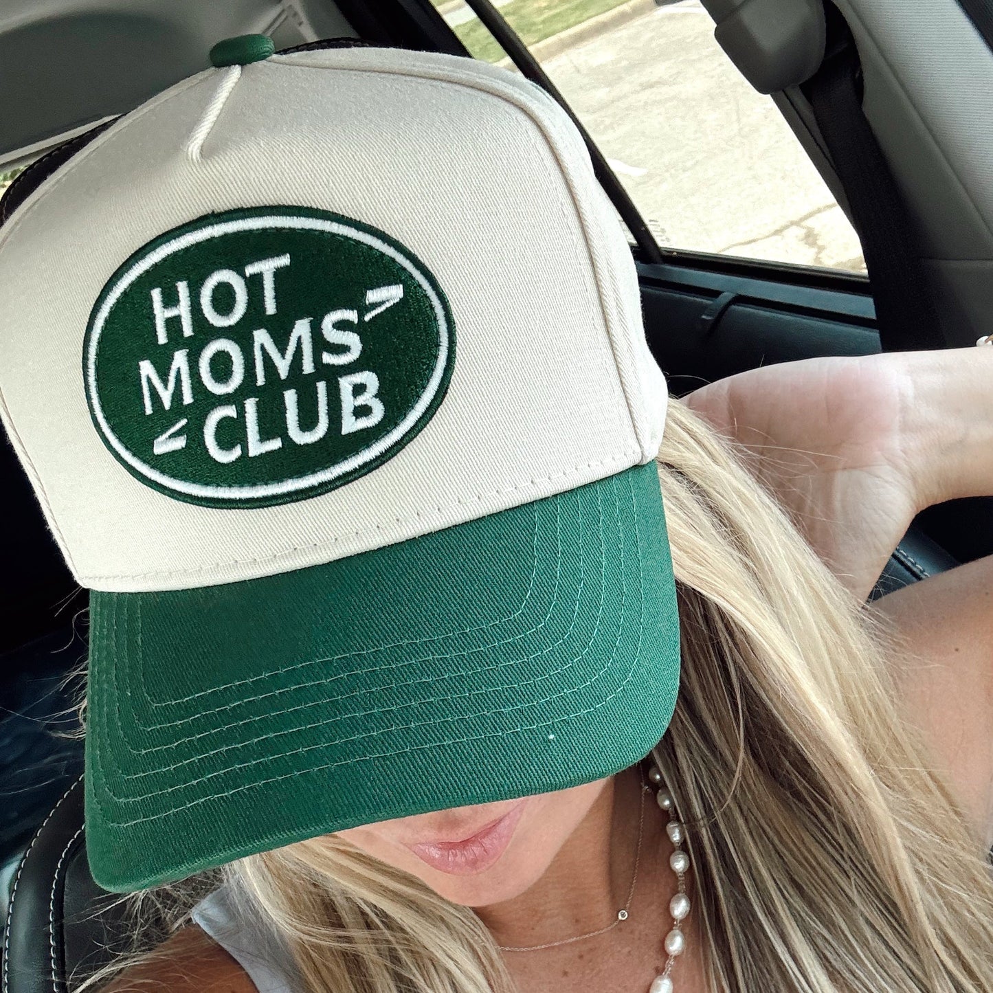 Hot Moms Club Hat - Green Vintage Trucker Hat | Adjustable Snapback - Girls Trip Goods
