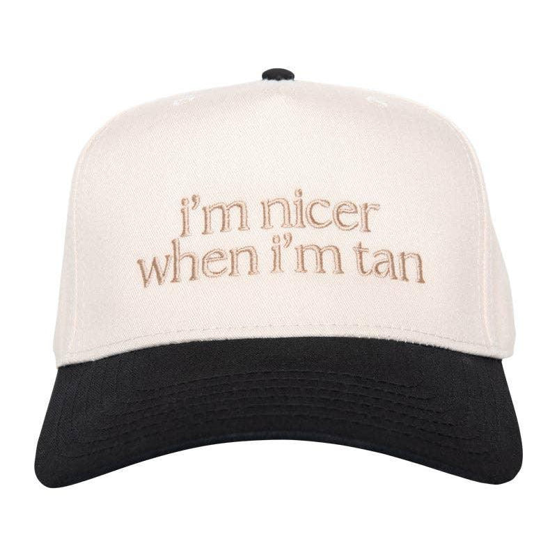 I'm Nicer When I'm Tan Hat - Two - Tone Vintage Trucker Hat - Adjustable Snapback - Girls Trip Goods