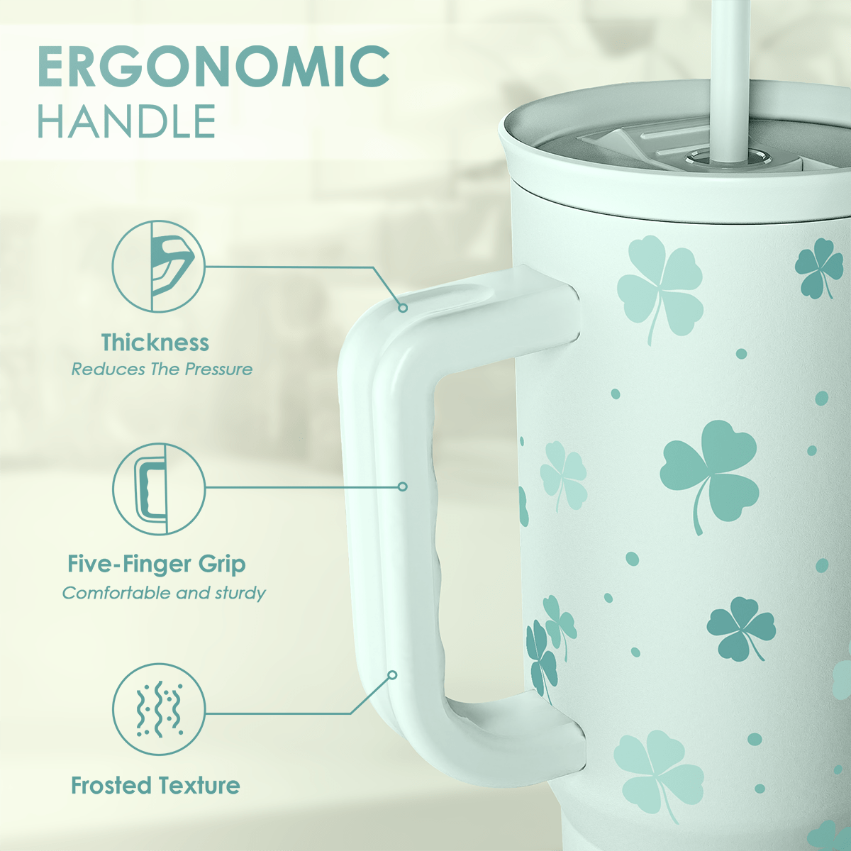 Lucky Clover Shamrock 40oz Tumbler with Handle - Girls Trip Goods