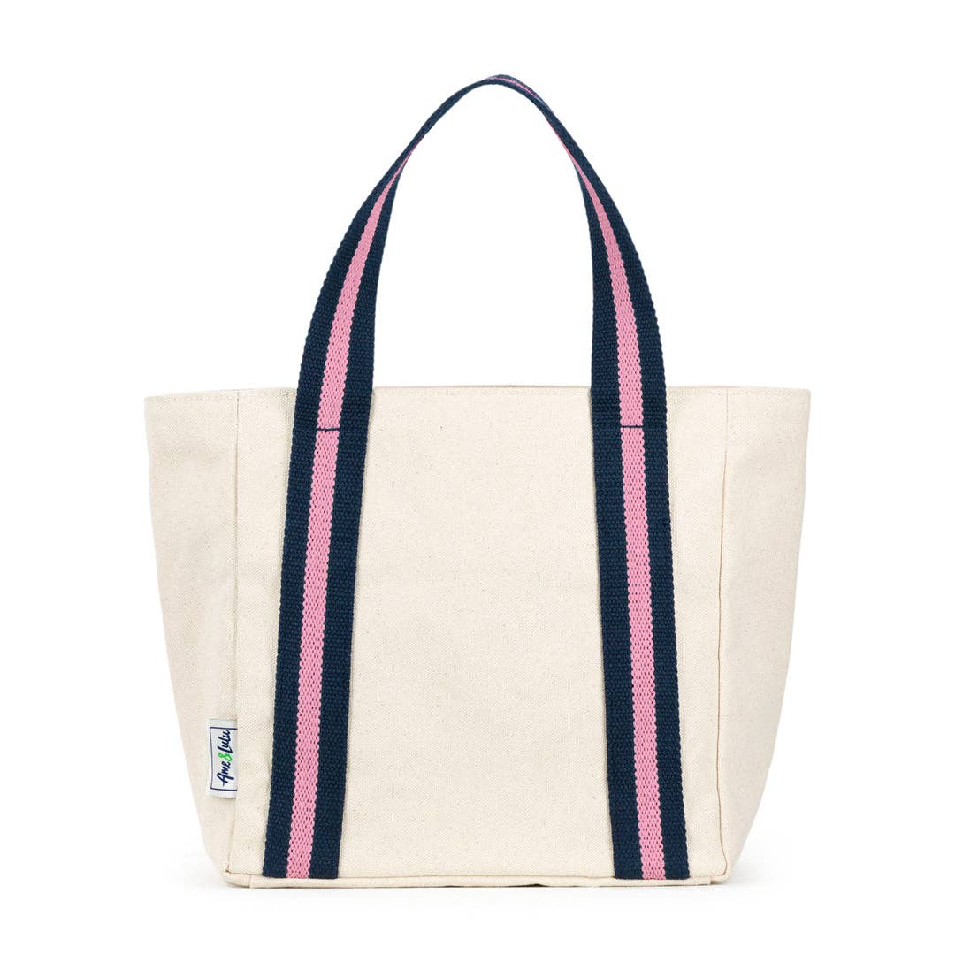 Mini Hamptons Beach Tote - Pink Berry | Canvas Zip Tote for Beach & Travel - Girls Trip Goods