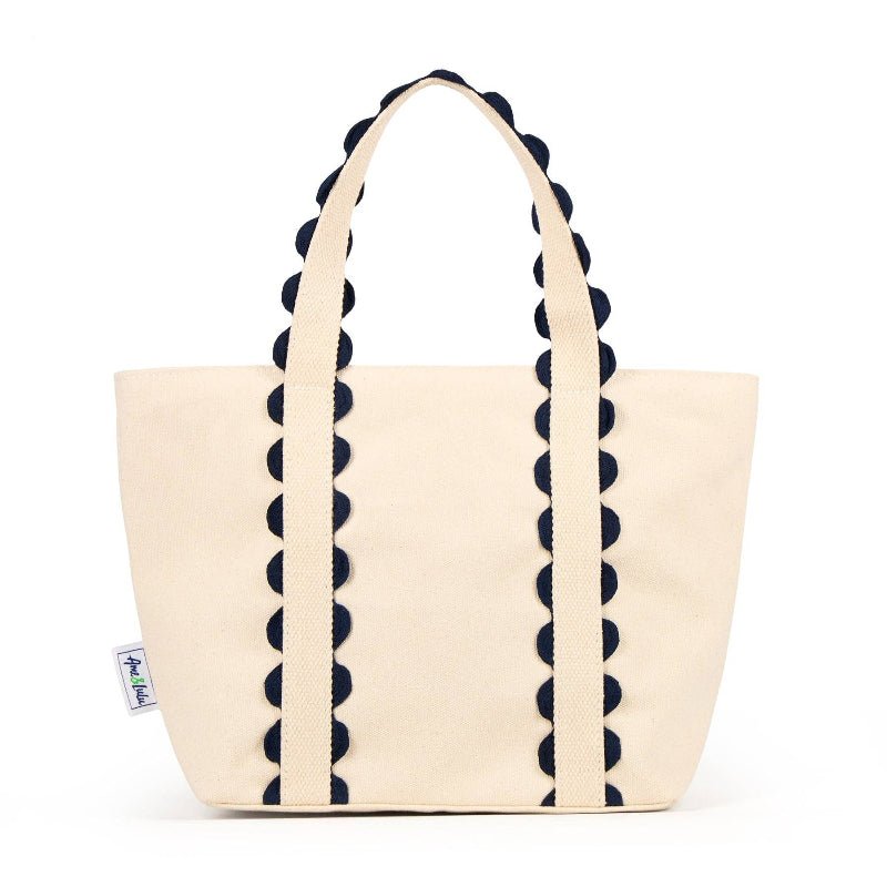 Mini Nantucket Tote - Navy Natural | Zip Tote Bag for Travel & Everyday - Girls Trip Goods