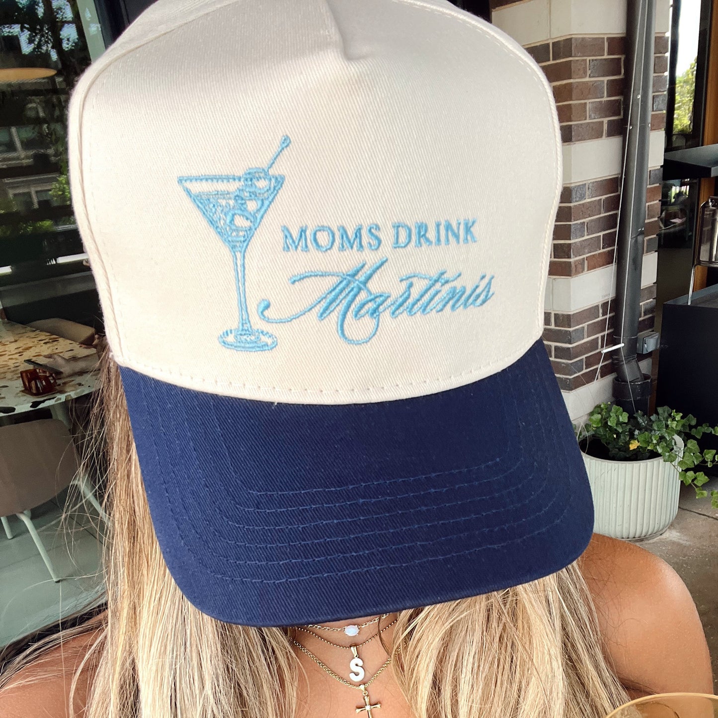 Mom's Drink Martinis Trucker Hat | Navy Vintage - Girls Trip Goods
