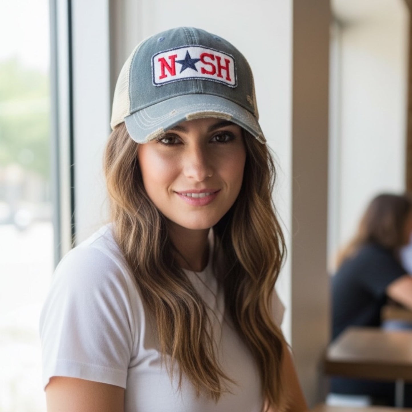 Nashville N★SH Distressed Trucker Hat - Girls Trip Goods