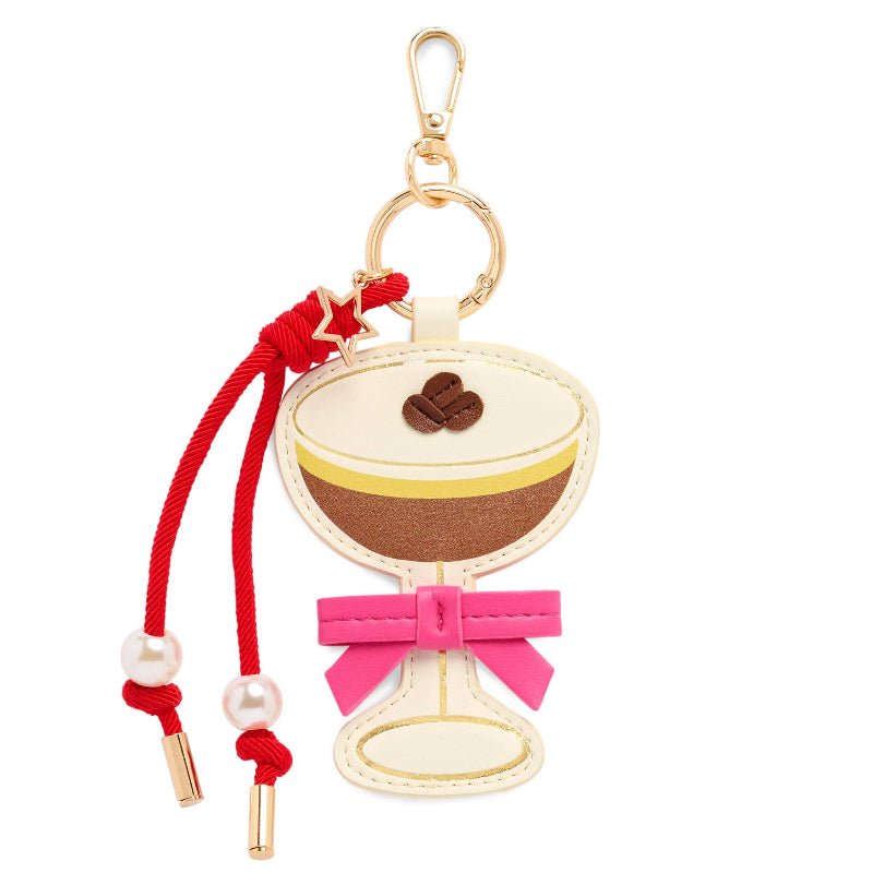 Oversized Espresso Martini Bag Charm & Key Ring | Faux Pearl Cocktail Accessory - Girls Trip Goods