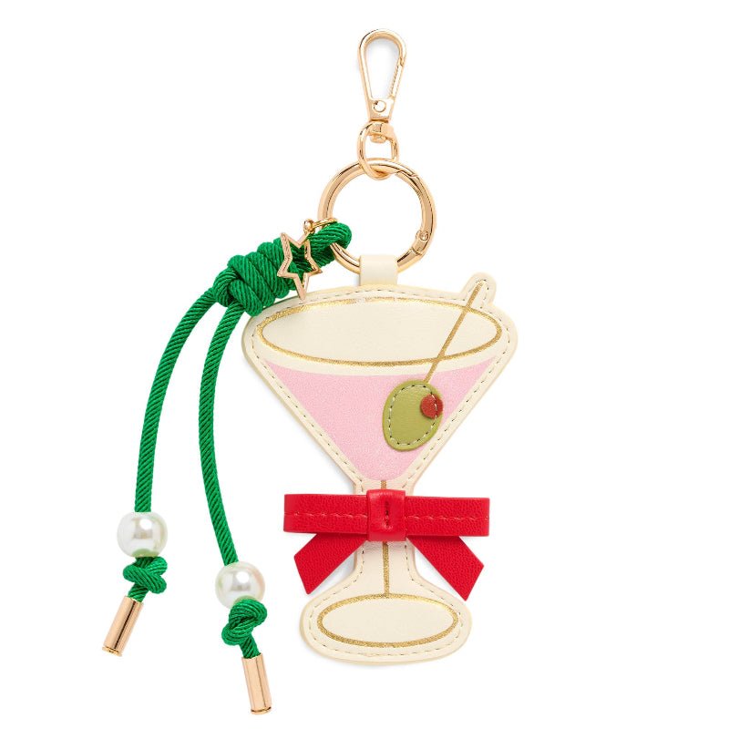 Oversized Martini Glass Bag Charm & Key Ring | Faux Pearl Cocktail Accessory - Girls Trip Goods