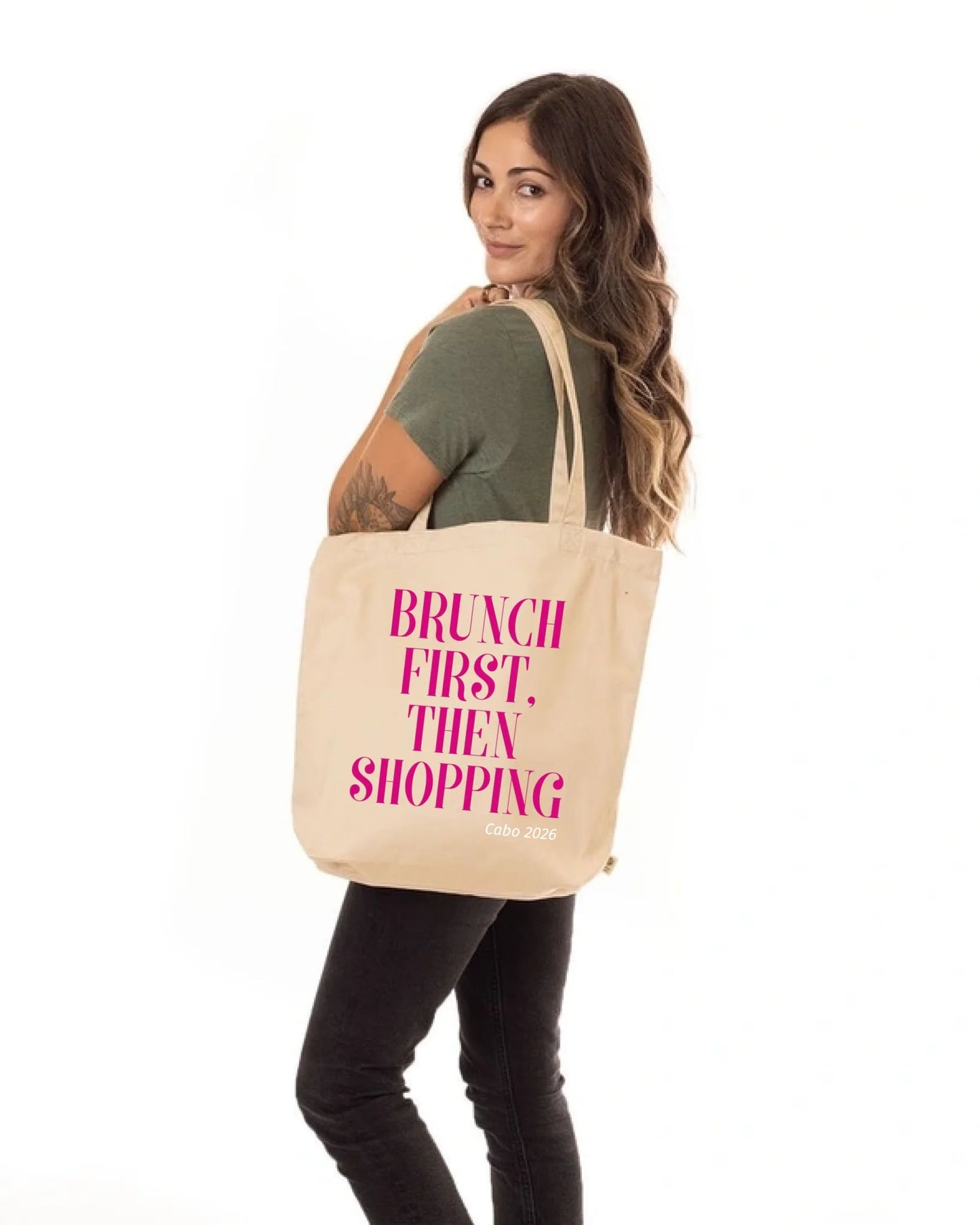 Personalized Tote Brunch First Then Shopping Bag Organic Cotton - Girls Trip Goods