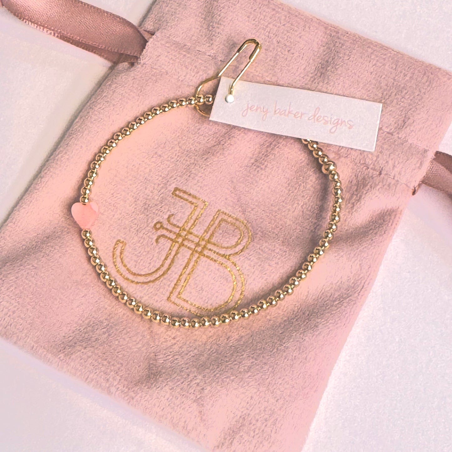 Pippa Sweet Pink Bracelet - 14k Gold Filled with Pink Mother of Pearl Heart - Girls Trip Goods