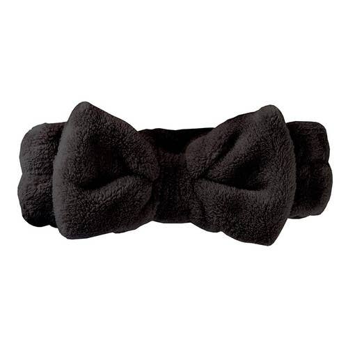 Plush Bow Spa Headband – Black - Girls Trip Goods