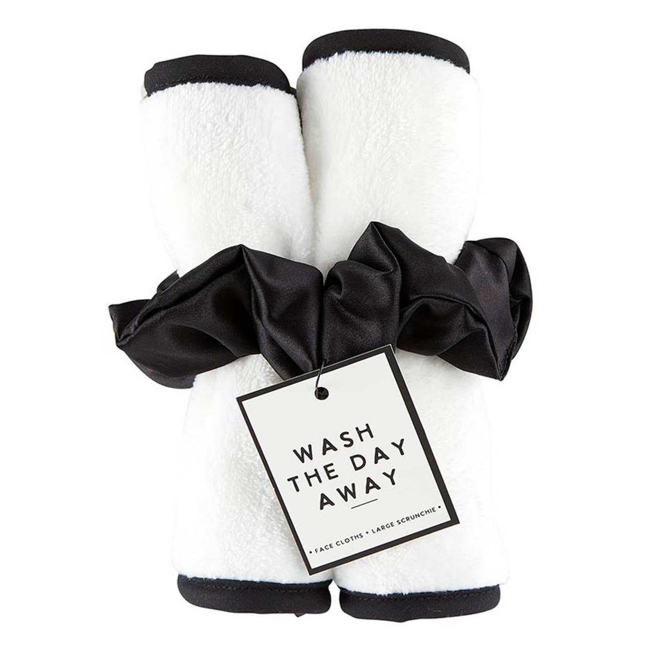Plush Face Cloth Set – White with Black Trim - Girls Trip Goods