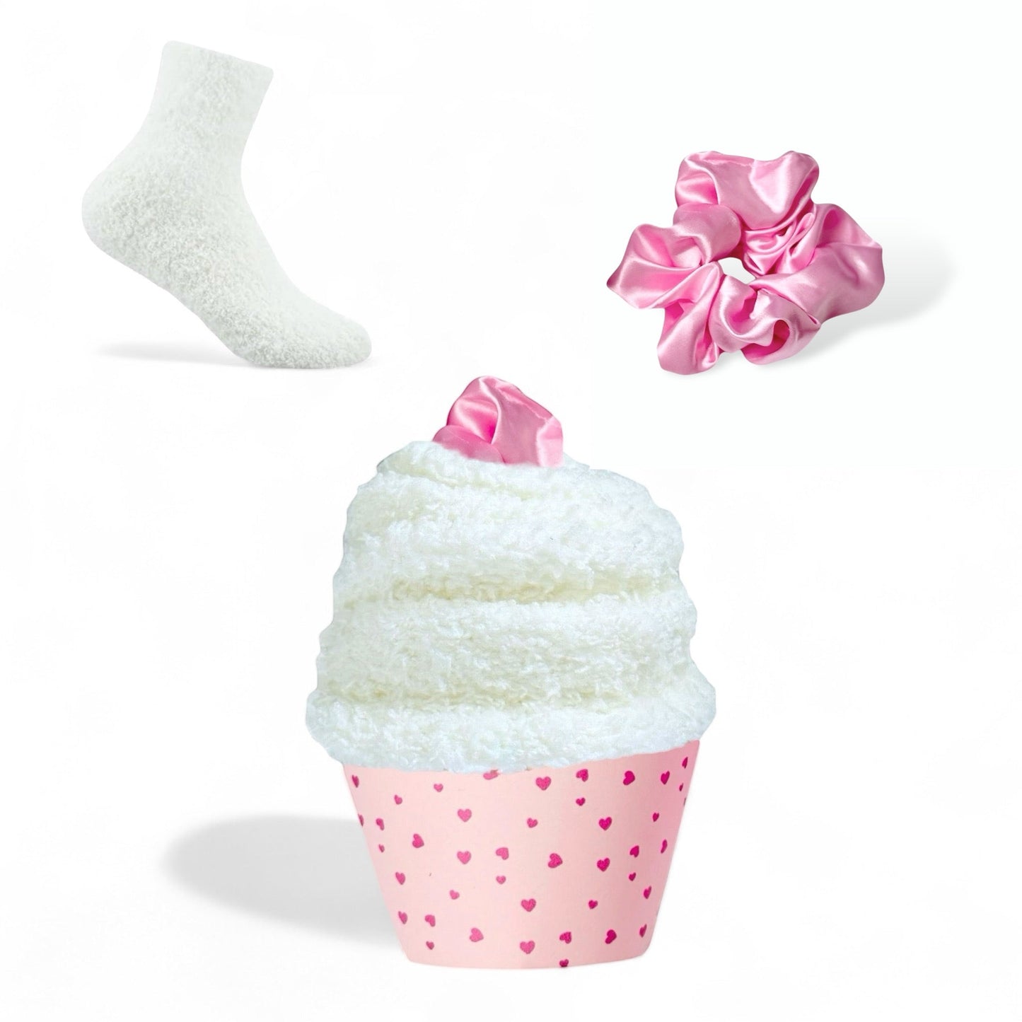 Self - Care “Sock Cupcake” Gift (Scrunchie Topper) + Optional Gift Box - Girls Trip Goods