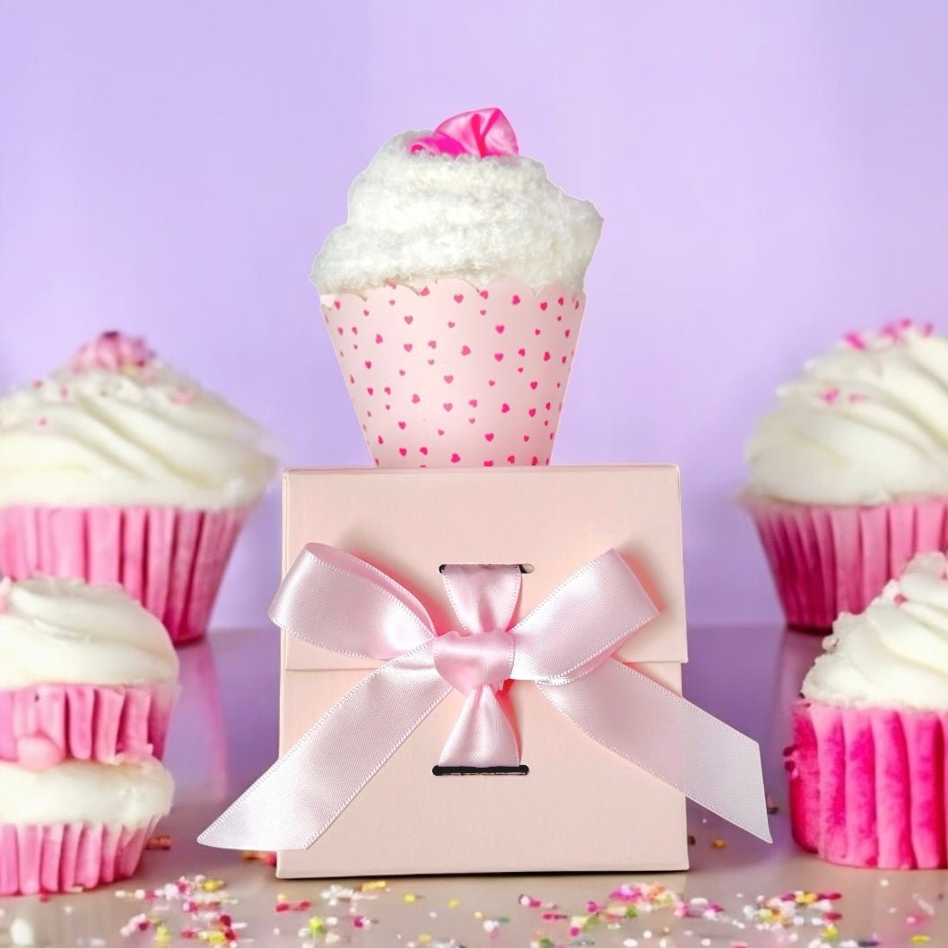 Self - Care “Sock Cupcake” Gift (Scrunchie Topper) + Optional Gift Box - Girls Trip Goods