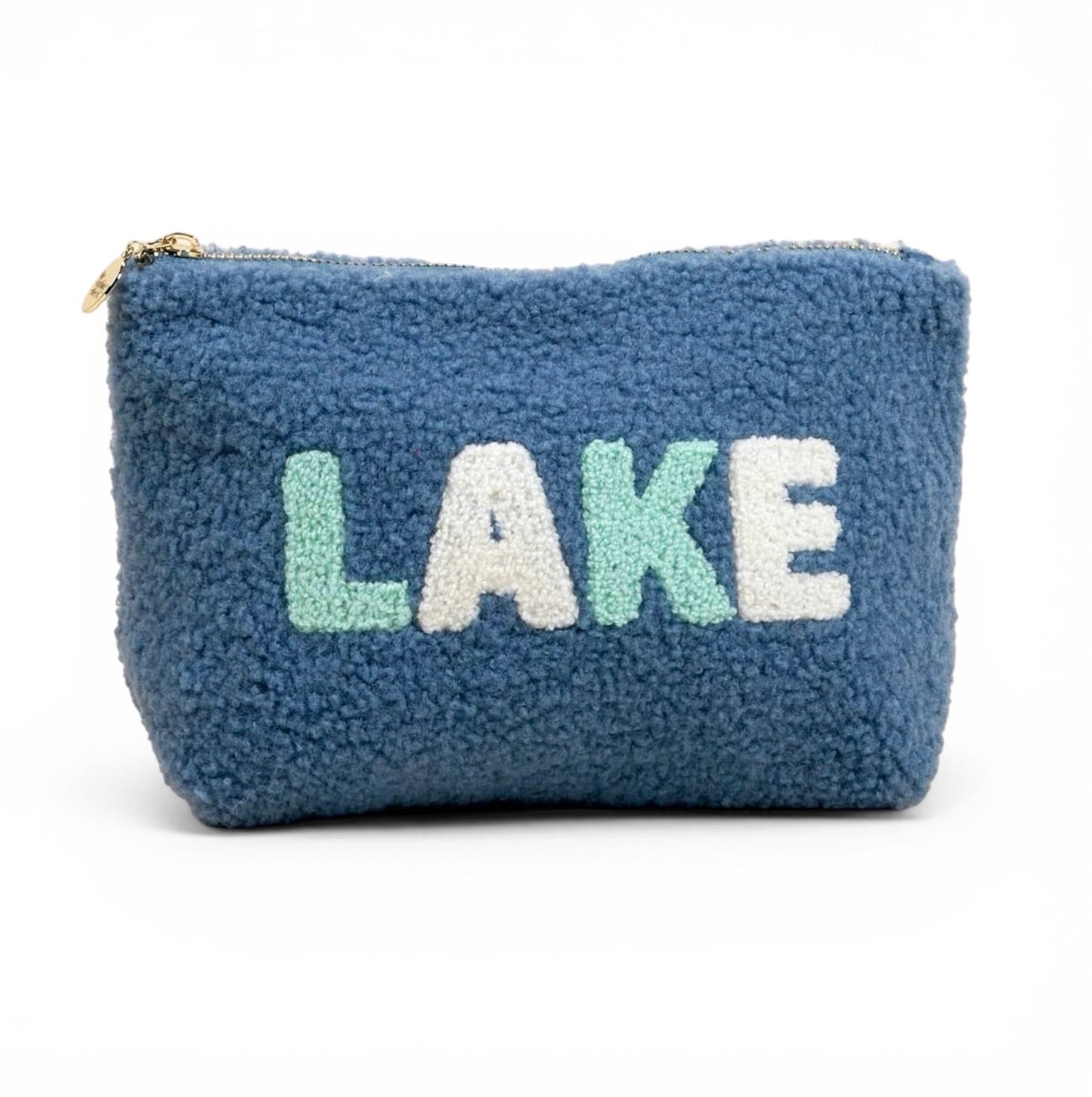 Teddy Sherpa Pouch - Lake | Makeup, Tech & Travel Organizer - Girls Trip Goods
