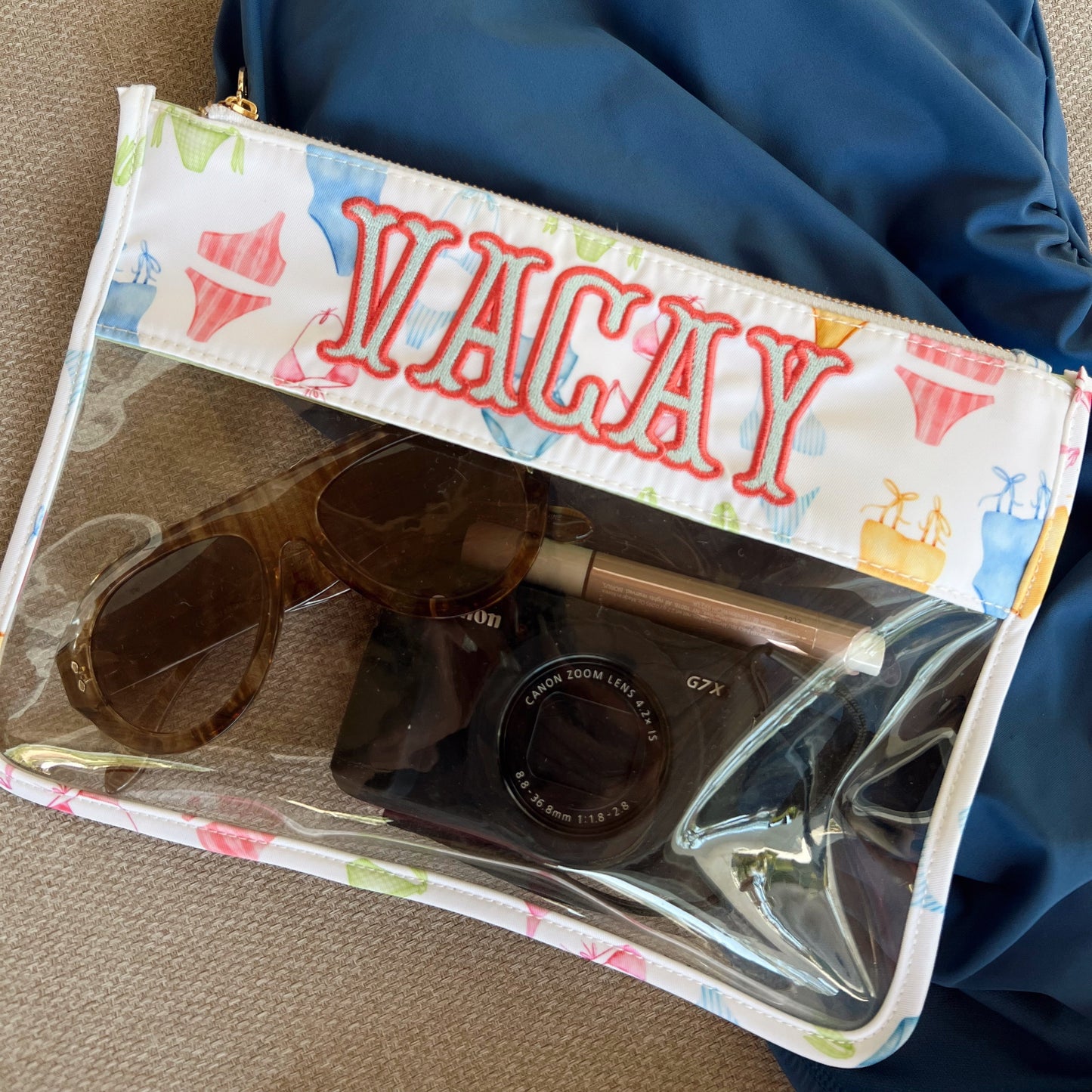 Vacay Waterproof Clear Pouch - Beach Bag for Phone & Valuables | 11.5x8" - Girls Trip Goods
