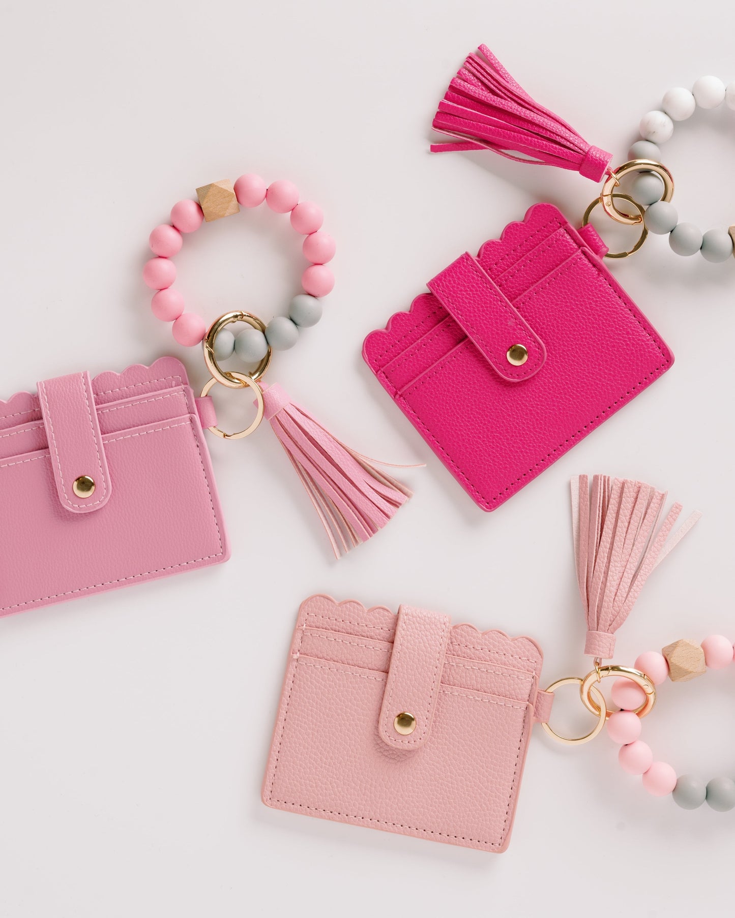 Wallet Wristlet Keychain with ID Pocket | Silicone Bead Ring + Tassel - Girls Trip Goods