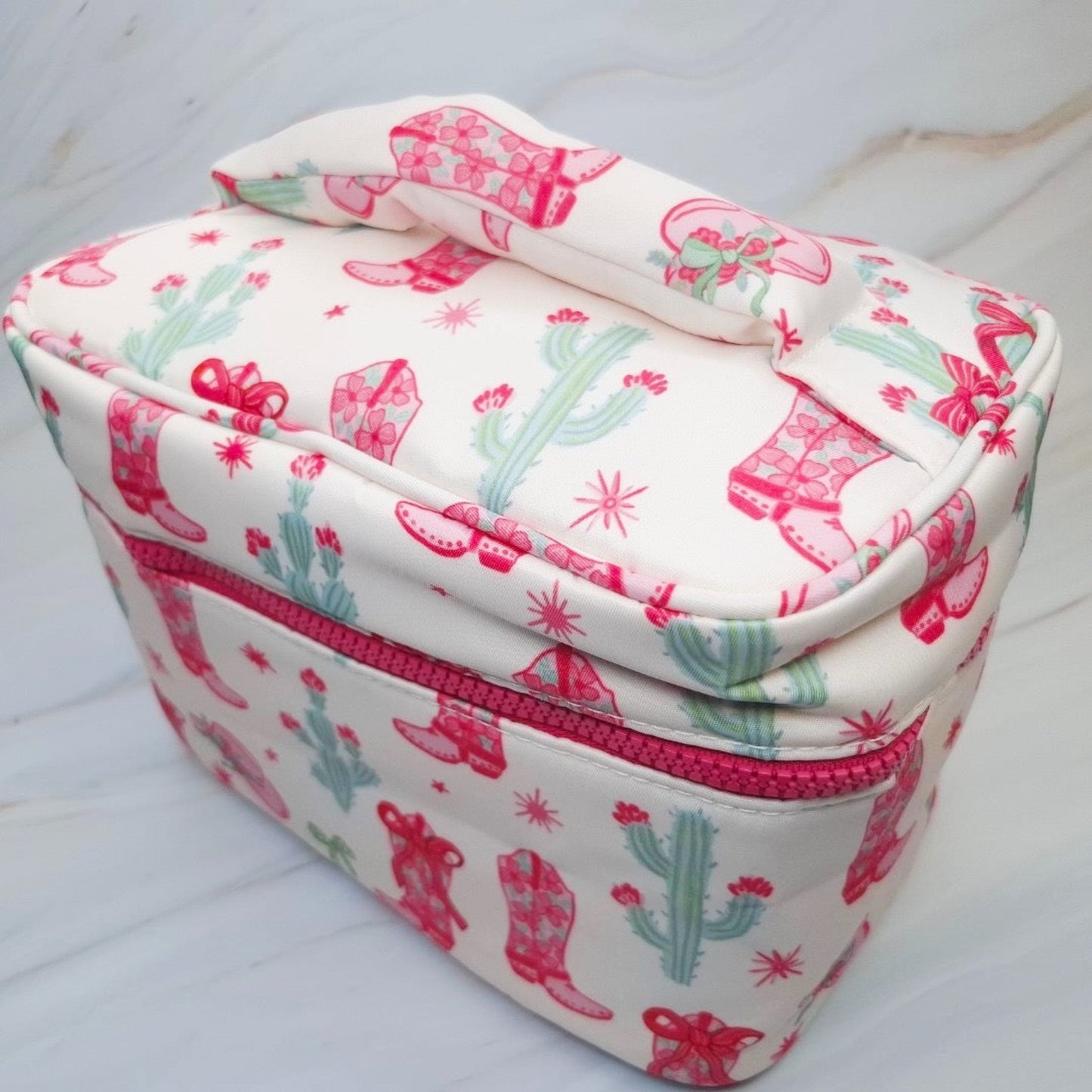 Western Whimsy Travel Cosmetic Case with Handle - Girls Trip Goods